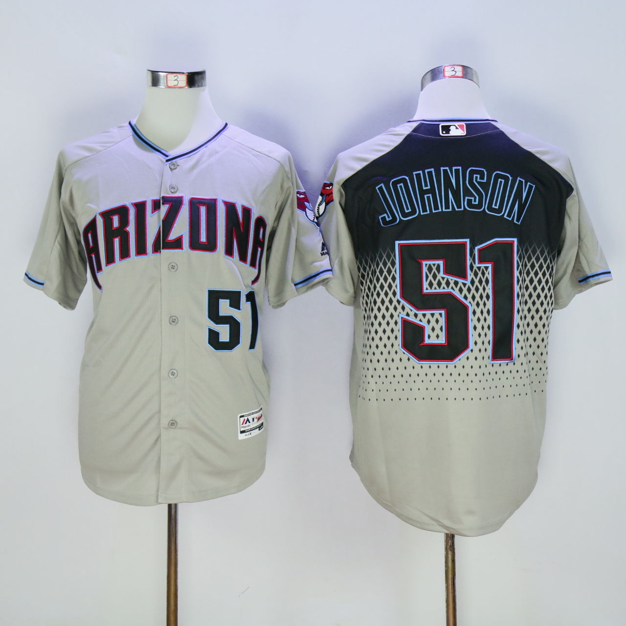 Men Arizona Diamondback 51 Johnson Grey MLB Jerseys